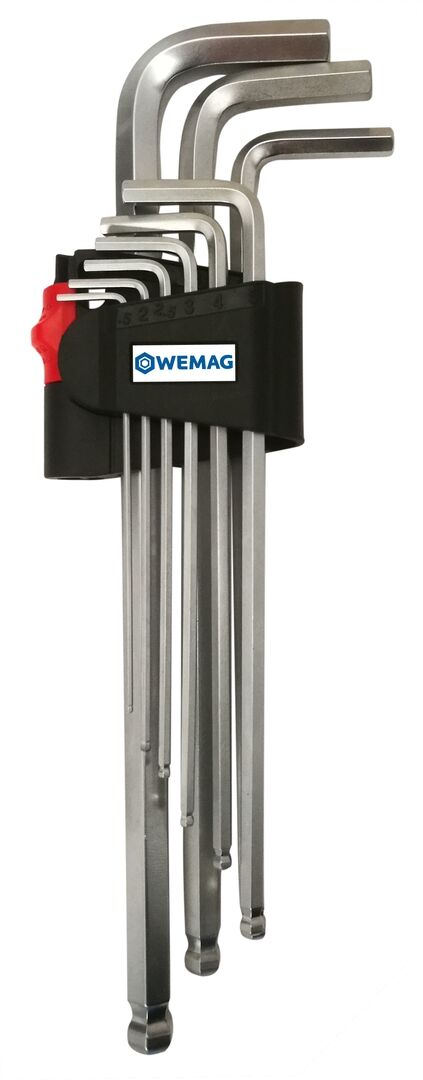 WEMAG Winkelschraubendreher-Set lang 1,5-10mm Kugelkopf 6-kant mit Halter