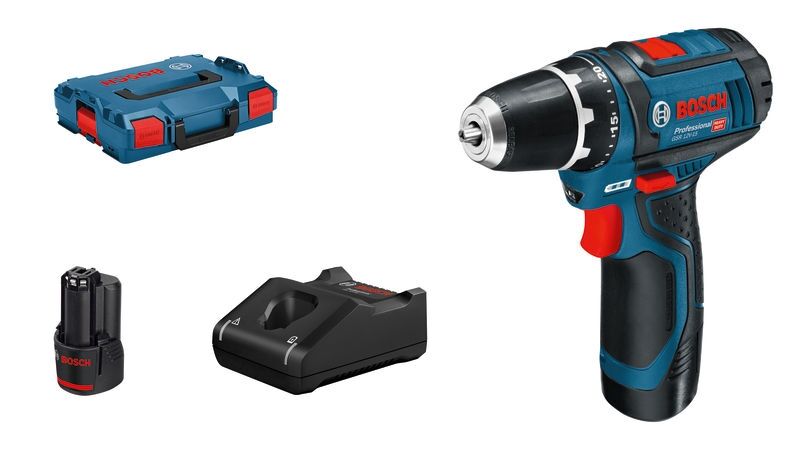 BOSCH Akku-Bohrschrauber GSR 12V-15 2x2,0Ah Ladegerät L-BOXX