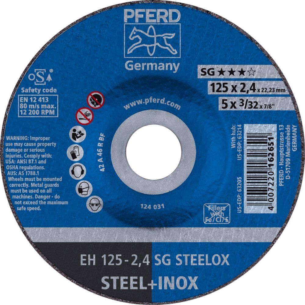 PFERD Trennscheibe A46RSG Edelstahl 125x2,4mm gekröpft