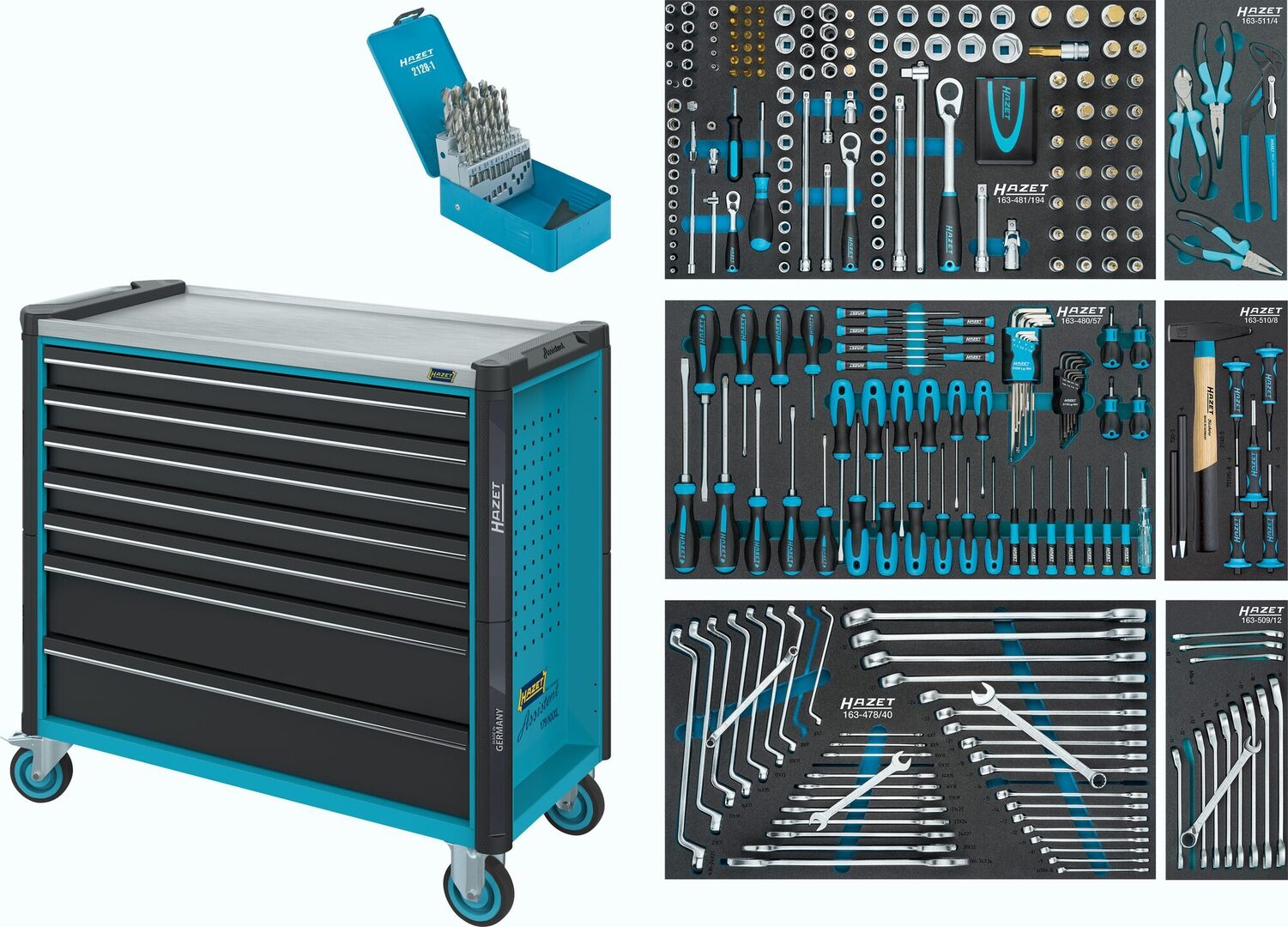 HAZET Werkstattwagen 179N XXL -7/340 340-tlg. Werkzeugsortiment 7 Schubladen