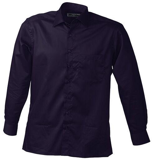 JAMES & NICHOLSON JN Mens Business Shirt lang JN606 100%BW aubergine Größe L