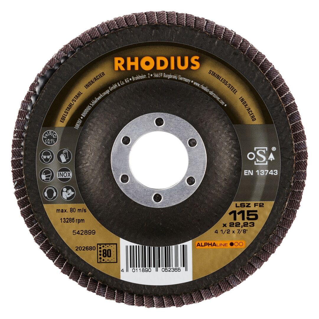 RHODIUS Lamellenschleifscheibe LSZ F2 115mm K80