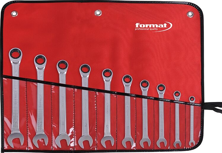 FORMAT Ratschenschlüssel-Set gerade 10-teilig. SW 8-24mm
