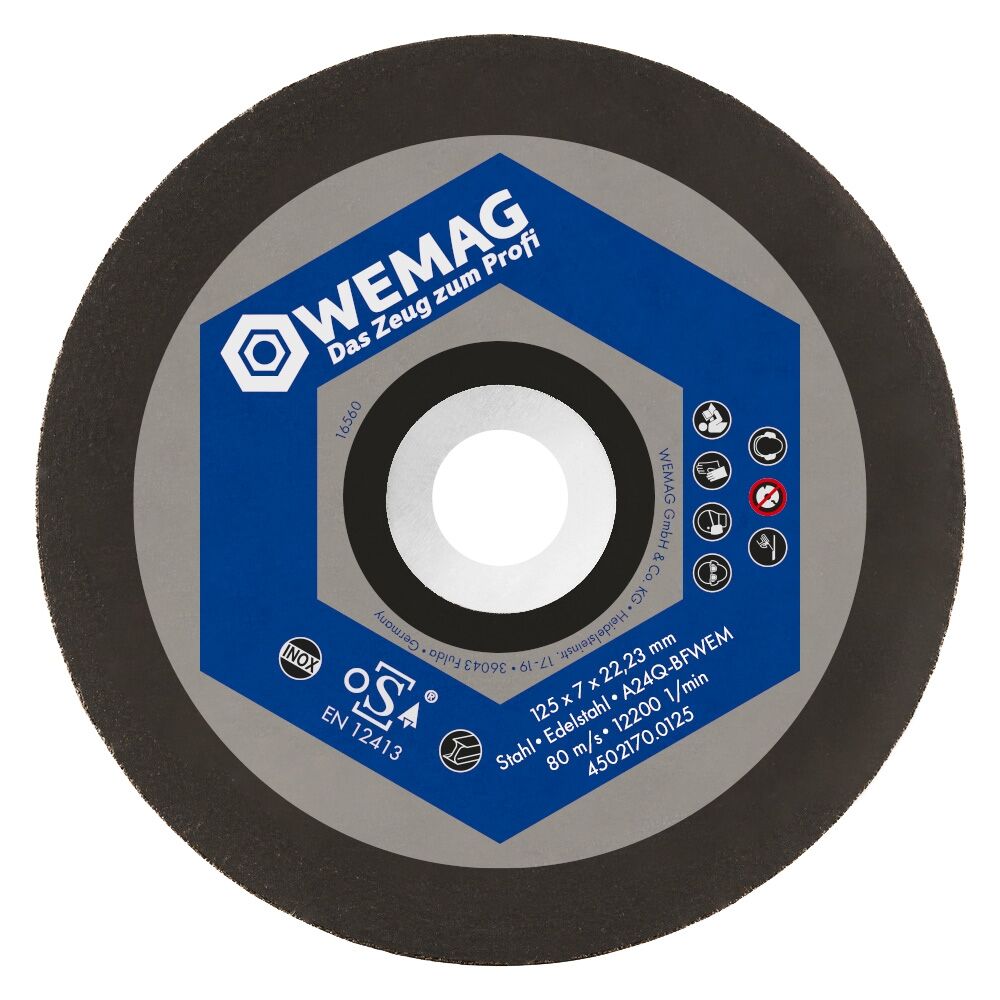 WEMAG Schruppscheibe STAHL/INOX 125x7,0x22,23mm Korund
