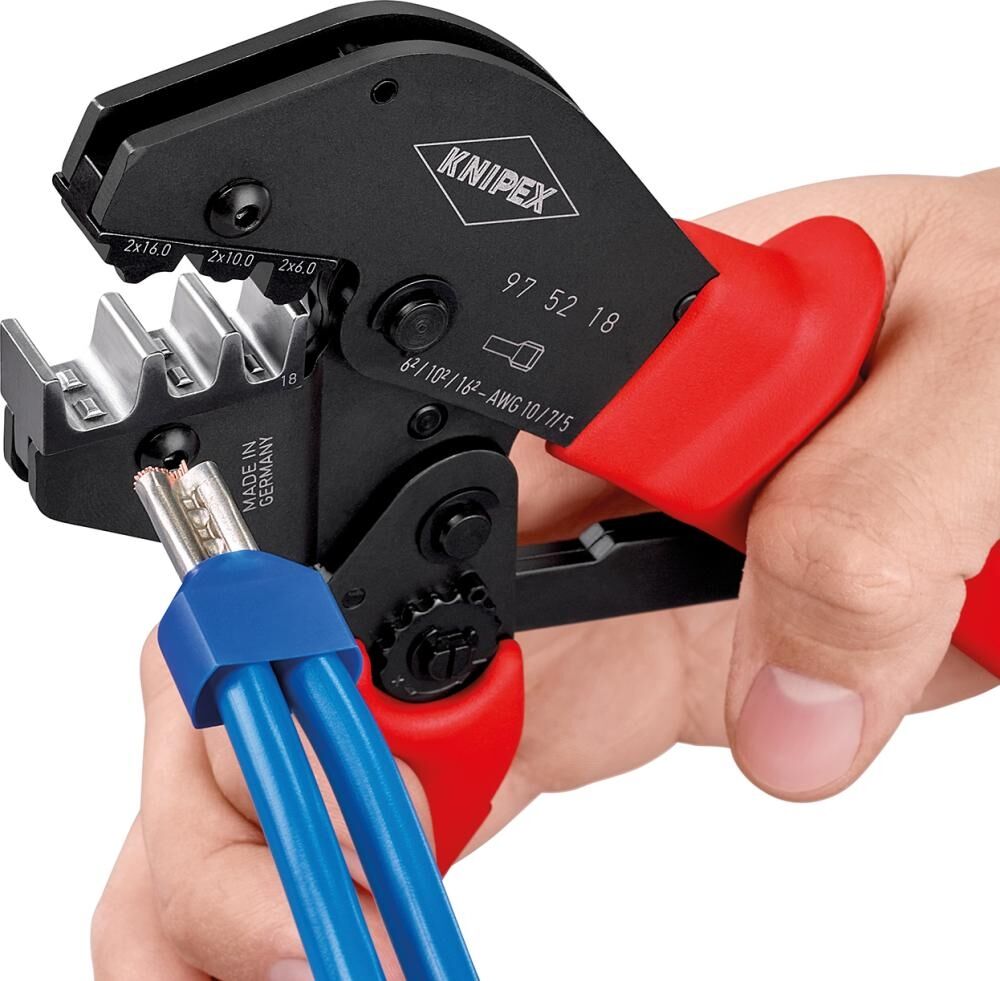 KNIPEX Crimpzange 250mm auch für Zweihandbedienung Kunststoff überzogen brüniert 97 52 18