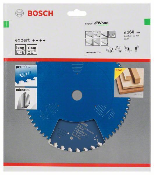 BOSCH Kreissägeblatt Expert for Wood 160x20x2,2/1,6mm 36 Z