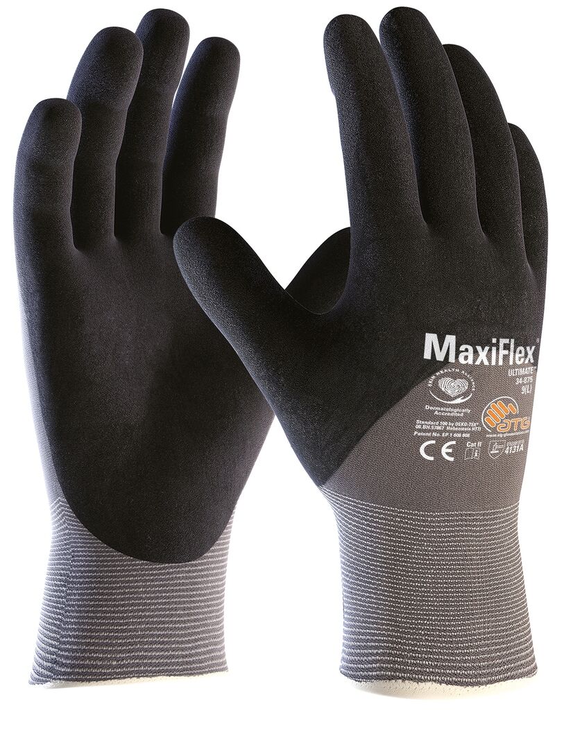 ATG Montage-Handschuh MaxiFlex Ultimate Gr. 8 Nitrilschaum grau/schwarz 34-875