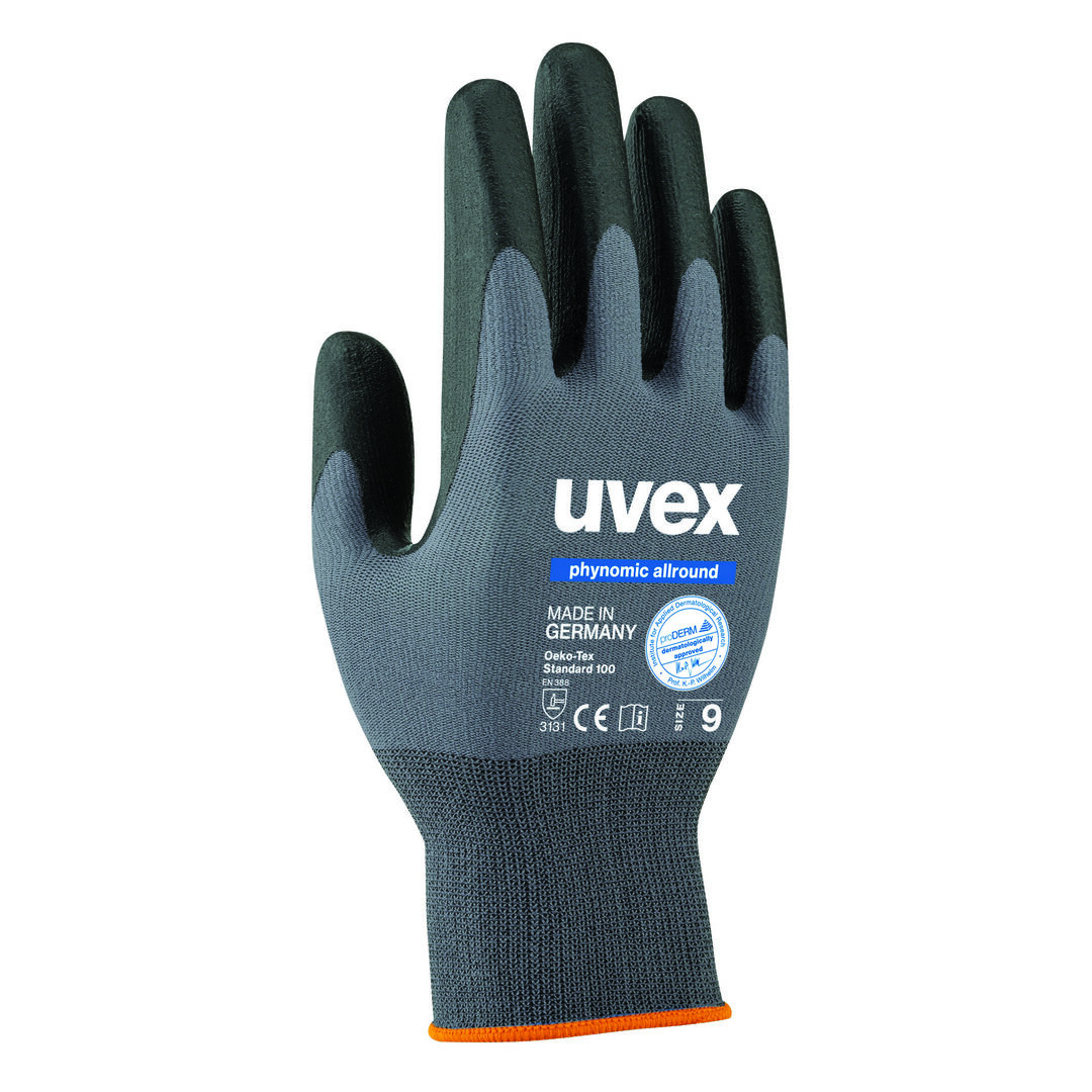 UVEX Montage-Handschuh phynomic allround Gr. 8 Polymerschaum grau/schwarz 6004.9
