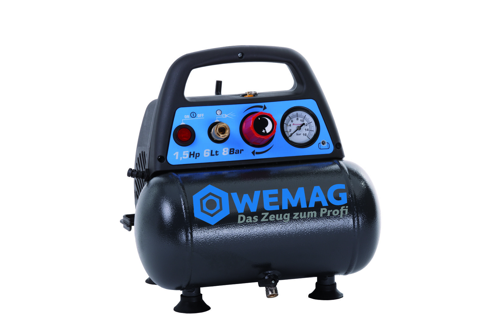 WEMAG Kompressor Airliner 110-6 ölfrei 8bar 6 L Kessel 230 V 50Hz 1,5 PS