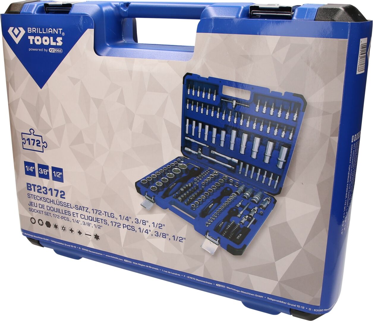 BRILLIANT TOOLS Steckschlüssel Set 1/4" 3/8" 1/2" 172-teilig
