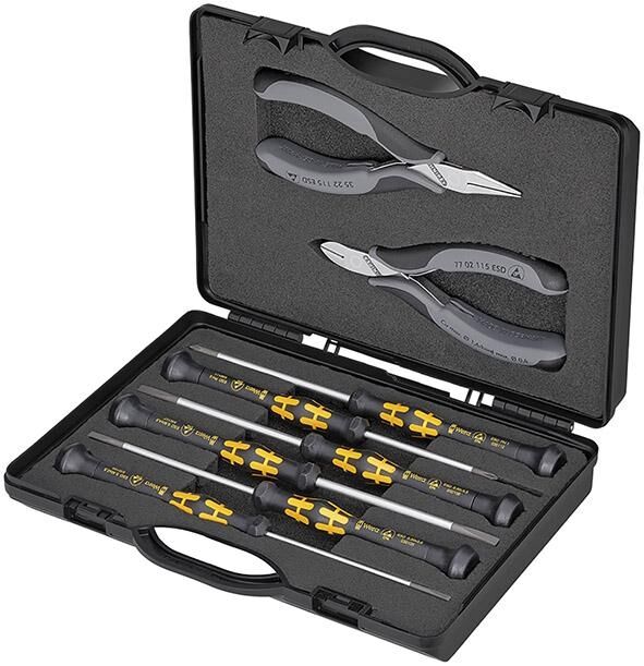 KNIPEX Elektronikzangen Set für Arbeiten an elektonischen Bauteilen 5-teilig 00 20 18 ESD