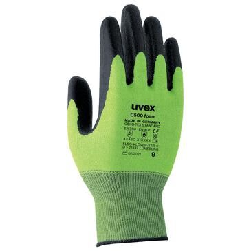 UVEX Schnittschutzhandschuhe C500 foam Gr. 9 lime/grau 6049.4
