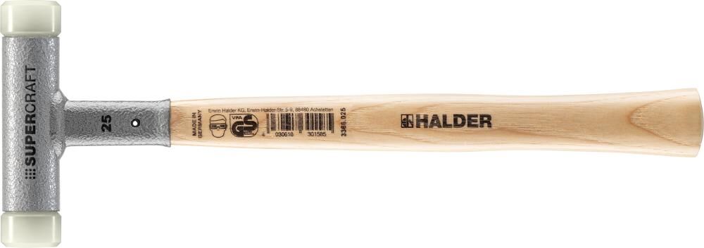 HALDER Schonhammer 25mm rückschlagfrei Hickory-Stiel Nylon SUPERCRAFT