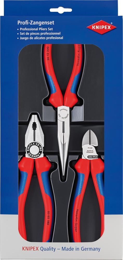 KNIPEX Montage-Paket Kombizange Seitenschneider Flachrundzange 00 20 11