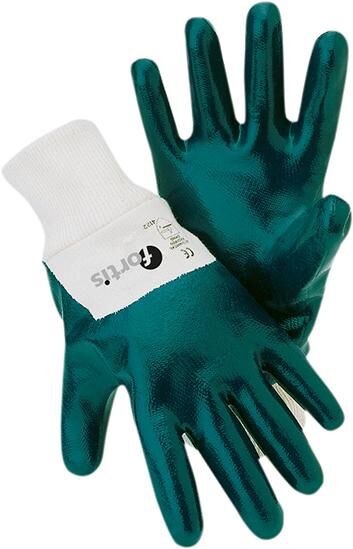 FORTIS Nitrilhandschuh Mechanic Blue weiß/blau Strickbund Größe 8