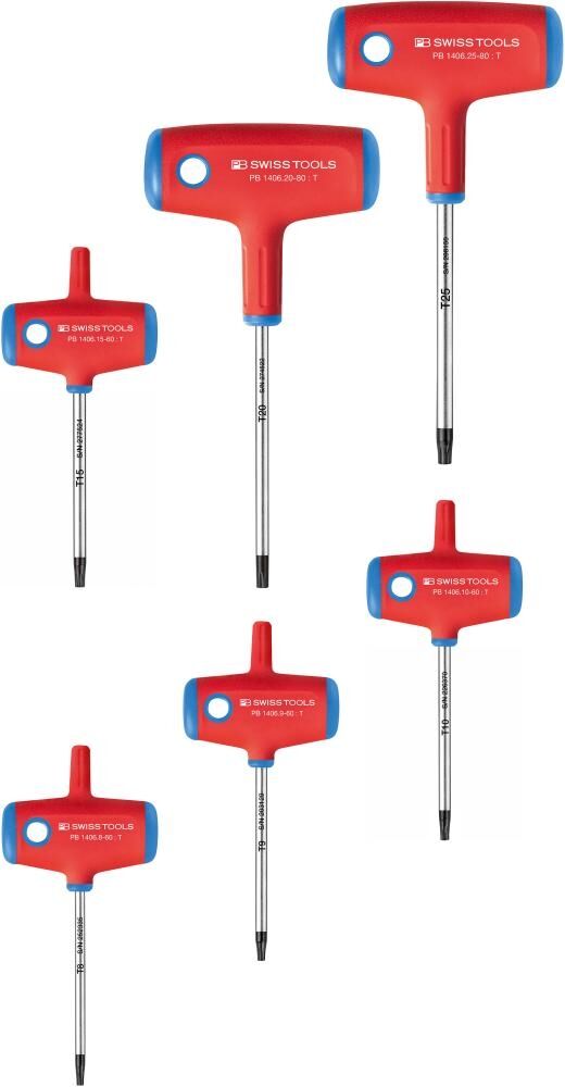 PB SWISS TOOLS Quergriff-Schraubendreher Set T8-25 im Karton 6-teilig