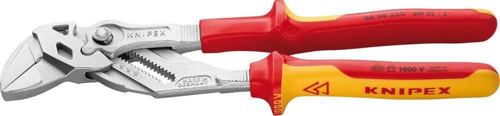 KNIPEX Zangenschlüssel 250mm Mehrkomponenten-Hülle VDE verchromt 86 06 250