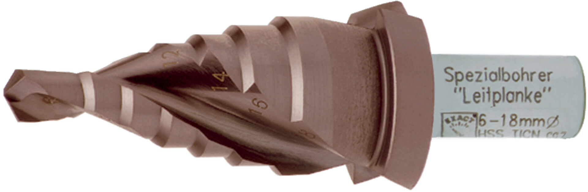 EXACT Spezial Stufenbohrer HSSTiCN 6-18mm Leitpl.