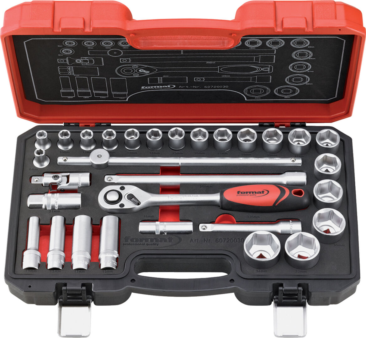 FORMAT Steckschlüssel-Garnitur 1/2" 30-teilig