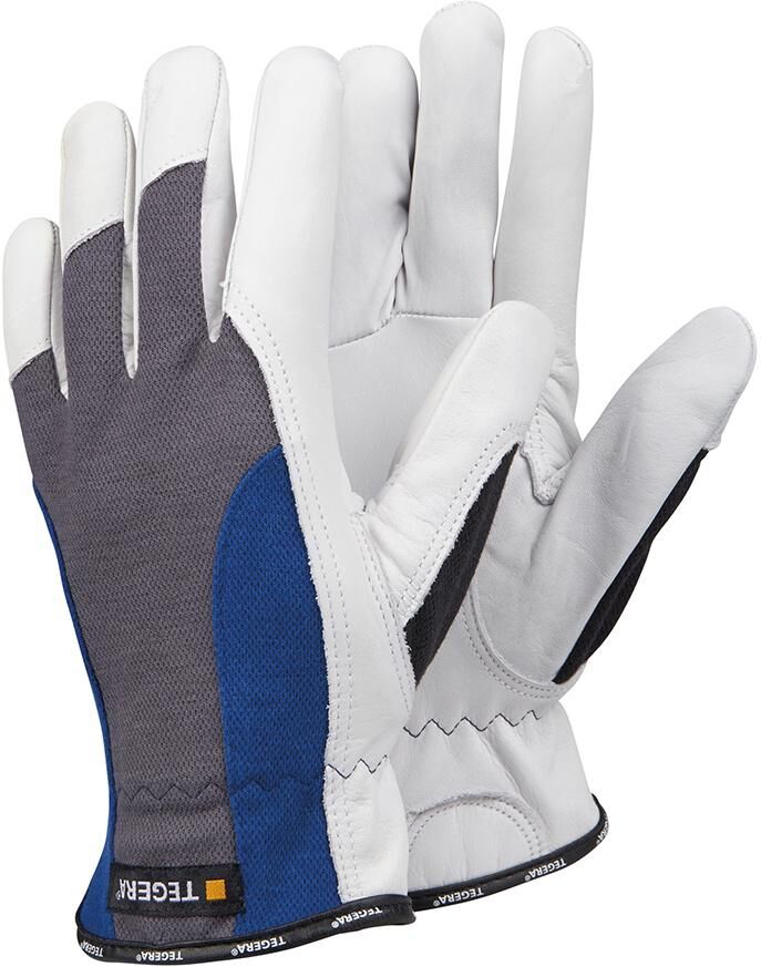 TEGERA Nappaleder-Handschuh 888 Gr. 9 grau/blau