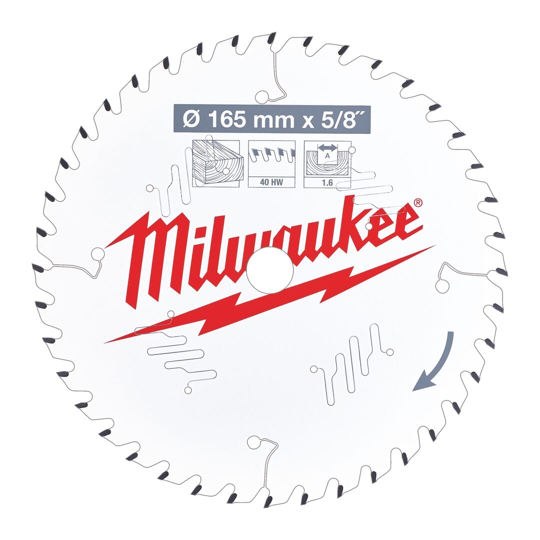 MILWAUKEE Kreissägeblatt Holz für Akku-Handkreissägen 165/15,87mm Z40