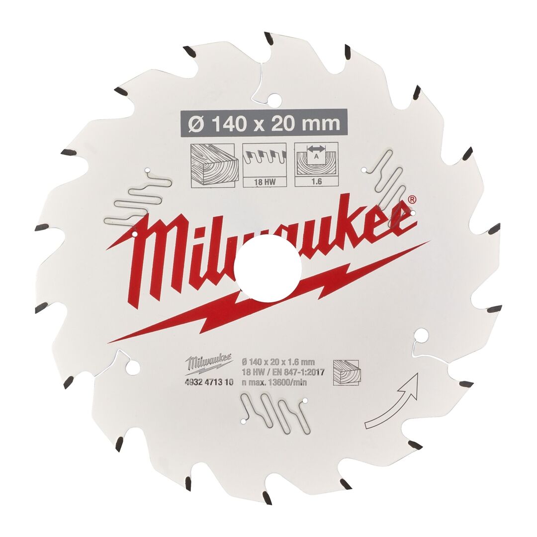 MILWAUKEE Kreissägeblatt Holz für Akku Kreissägen 140/20mm Z18 Wechselzahn