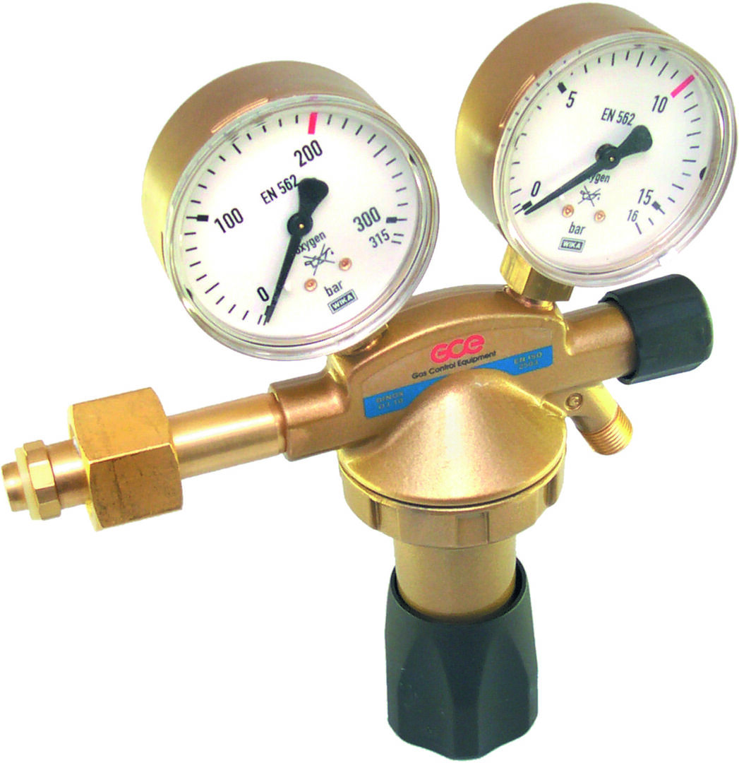 RHÖNA Flaschendruckminderer nach DIN EN ISO 2503 Sauerstoff 1/4",200 Bar / 10 Bar