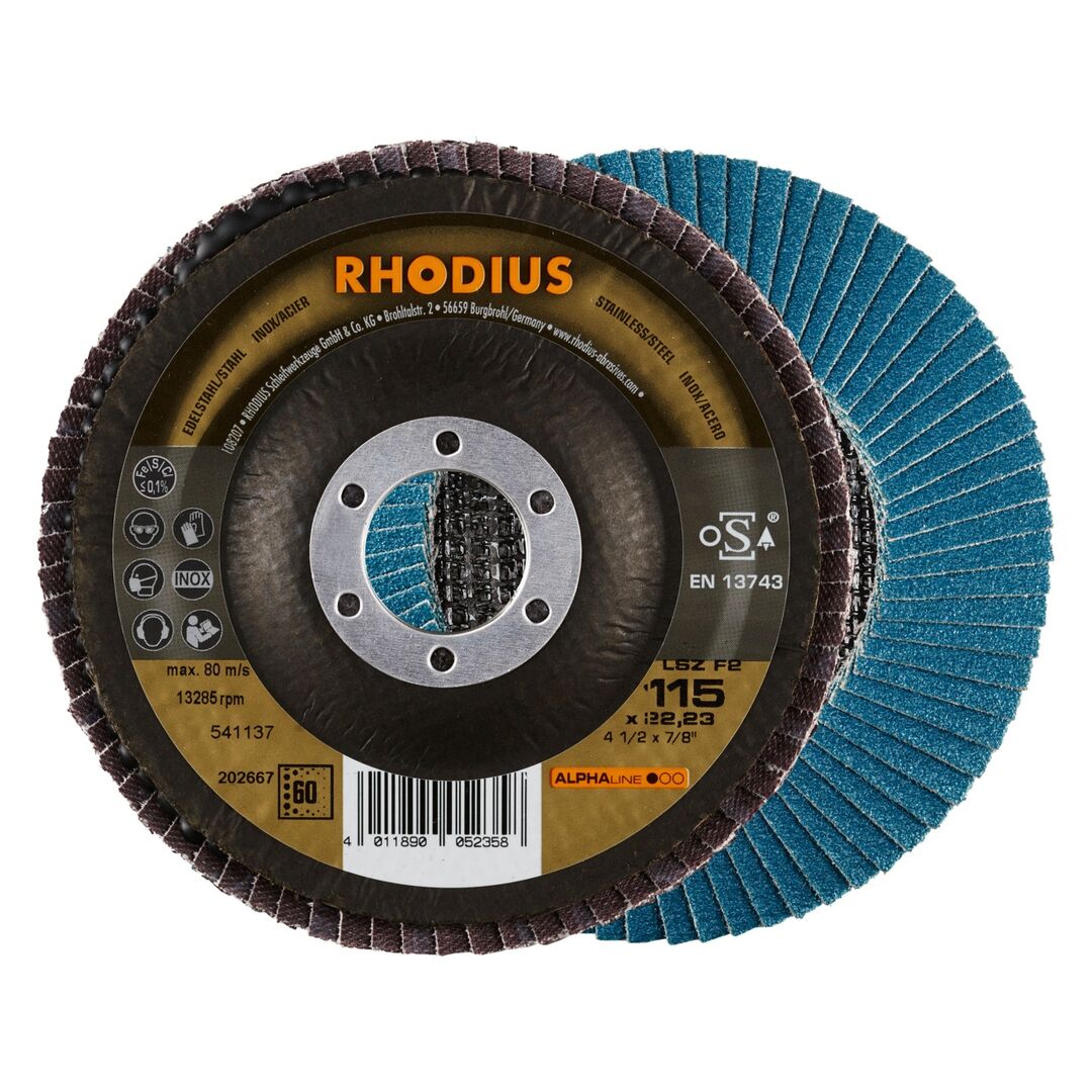 RHODIUS Lamellenschleifscheibe LSZ F2 115mm K60