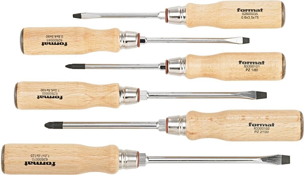 FORMAT Schraubendreher Set 6-teilig mit Holzheft PZ