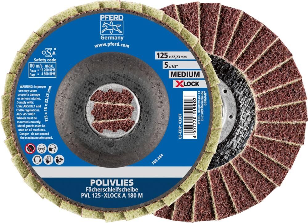 PFERD Fächerschleifscheibe Polivlies 125mm PVL A 240 F X-LOCK
