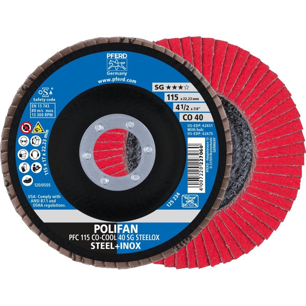 PFERD Fächerschleifscheibe gewölbt 115mm CO40 SGP-COOL