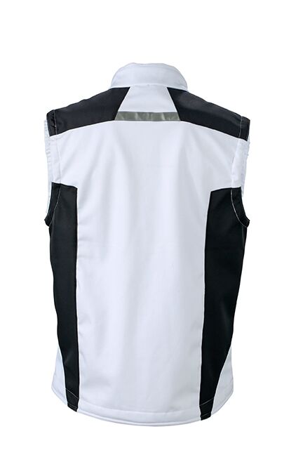 JAMES & NICHOLSON JN Workwear Softshell Vest JN845 100%PES white/carbon Größe M