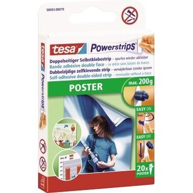 TESA Klebestücke Powerstrips Poster 58003-0079 81x15mm weiß 20 Stück