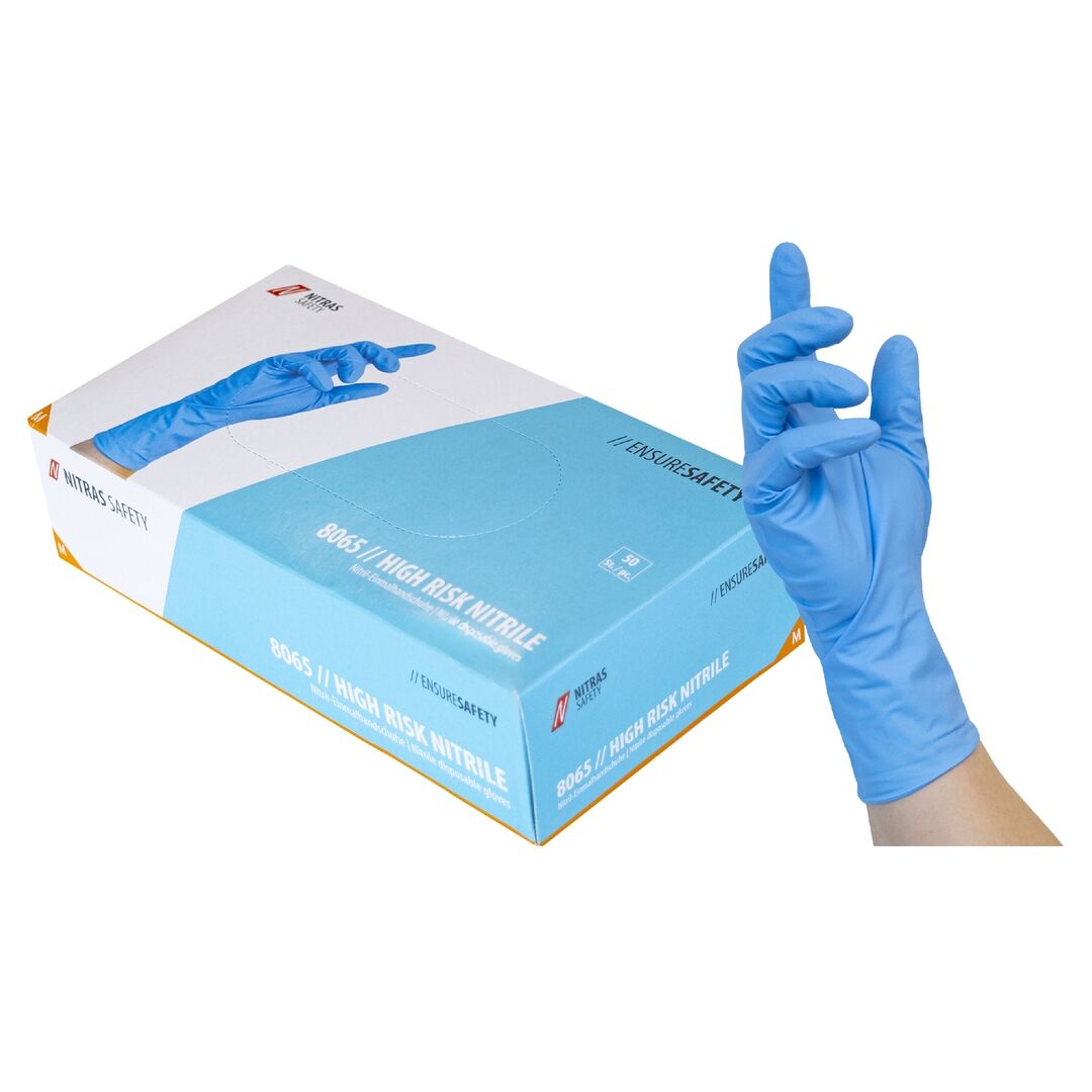 NITRAS Einmalhandschuhe HIGH RISK NITRILE Gr. 10/XL blau 50 Stück 8065