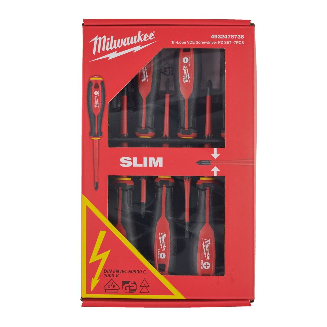 MILWAUKEE Schraubendreher Set VDE SL/PH/PZ/Spannungsprüfer 7-teilig Tri-Lobe