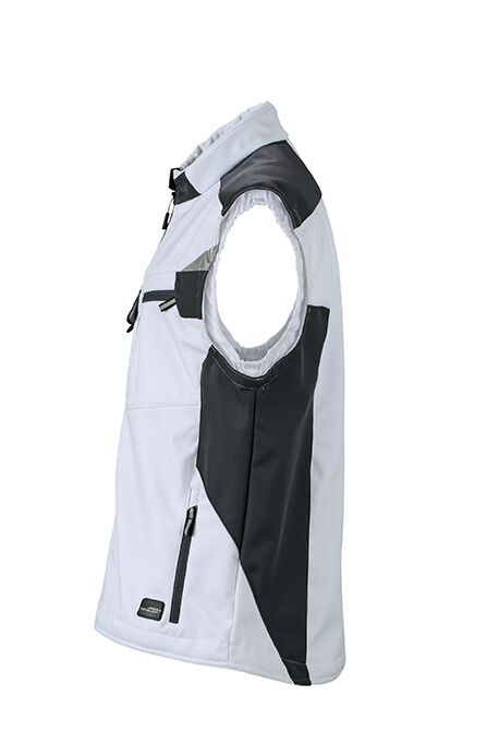 JAMES & NICHOLSON JN Workwear Softshell Vest JN845 100%PES white/carbon Größe M