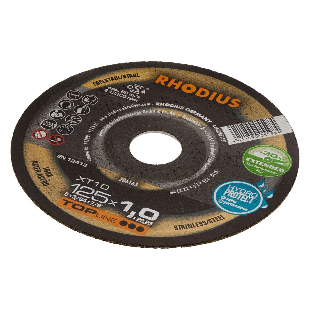 RHODIUS Extradünne Trennscheibe XT 10 TOP Edelstahl 125x1,0x22,2mm
