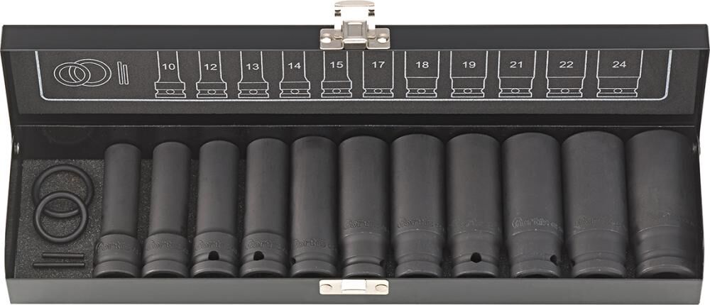 FORTIS Kraft Steckschlüssel Set Schlagnuss Set 1/2" 15-teilig lang