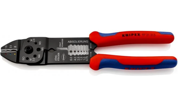 KNIPEX 97 21 215 B Crimpzange mit Mehrkohne-Hülle schwarz lackiert 230mm