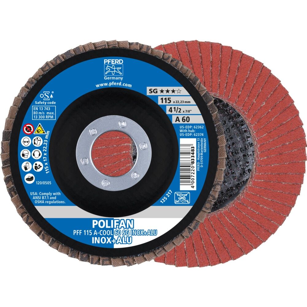 PFERD Fächerschleifscheibe Gerade 115mm A 60 SG -COOL