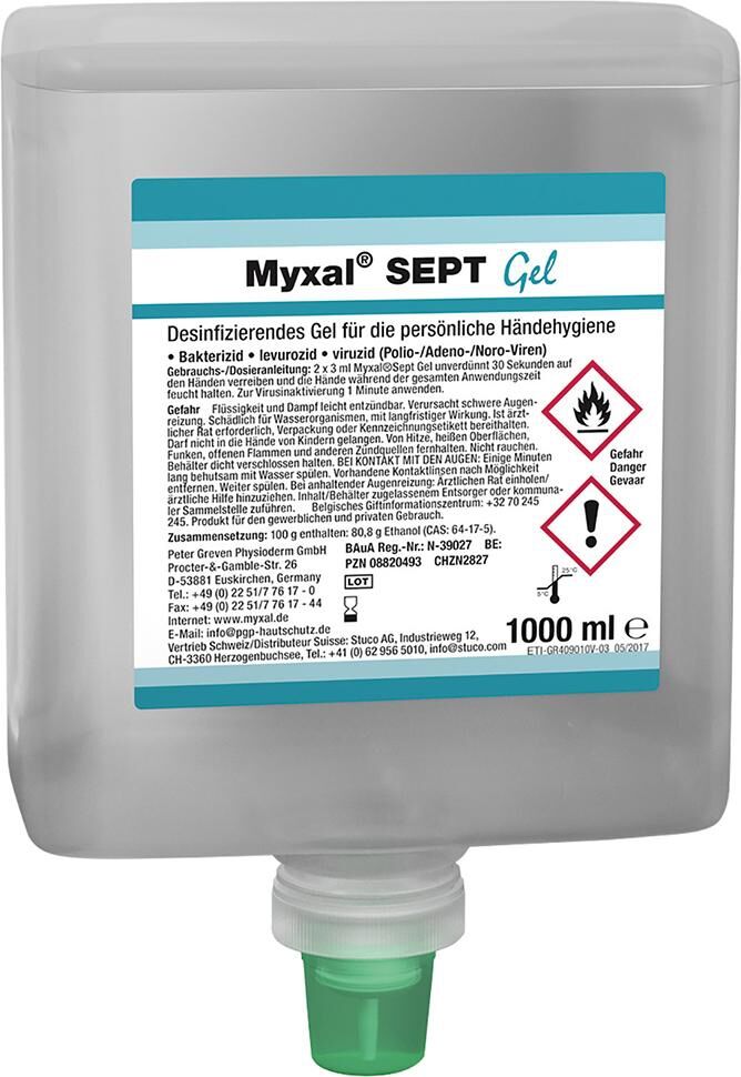 MYXAL Händedesinfektion SEPT Gel 1000ml Neptuneflasche