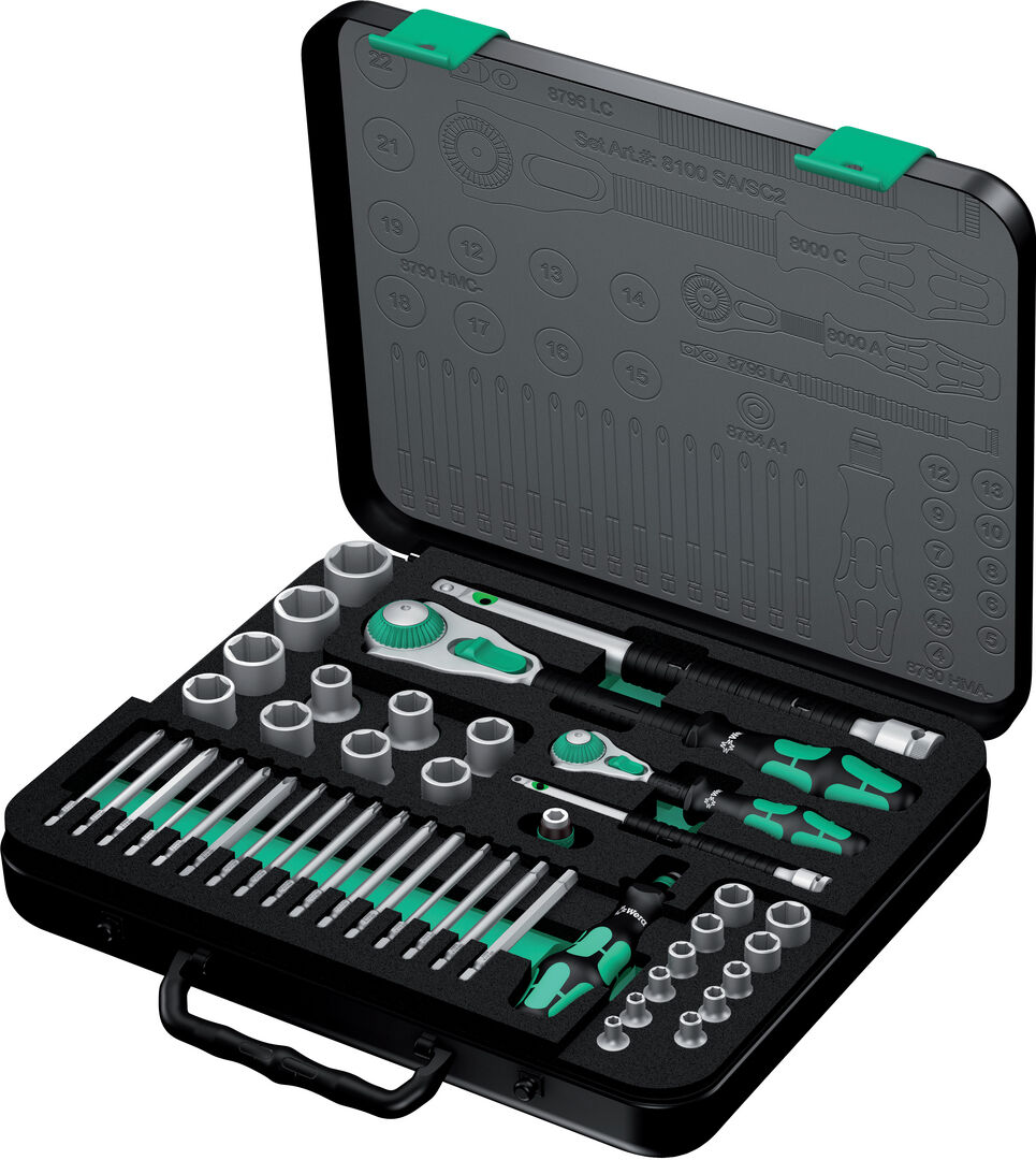 WERA Steckschlüssel-Garnitur ZYKLOP 1/4" + 1/2",43-teilig