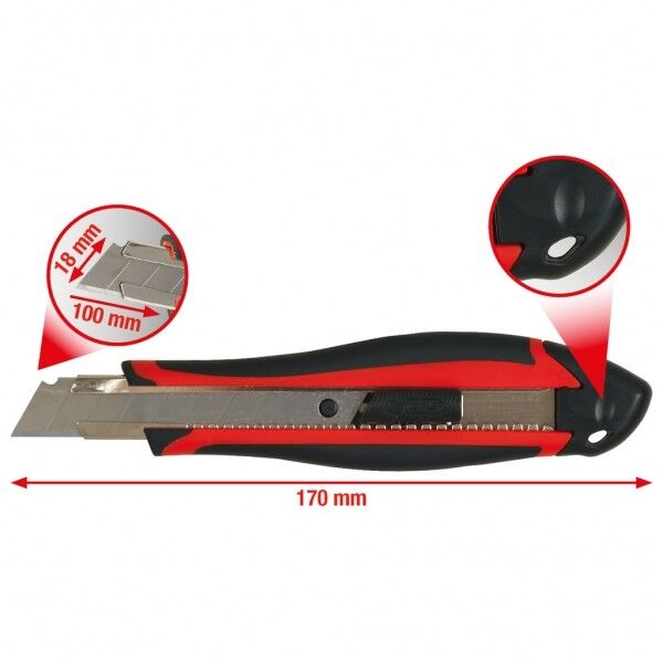 KS TOOLS Cuttermesser 18mm Zwei Komponenten mit Stahlführung