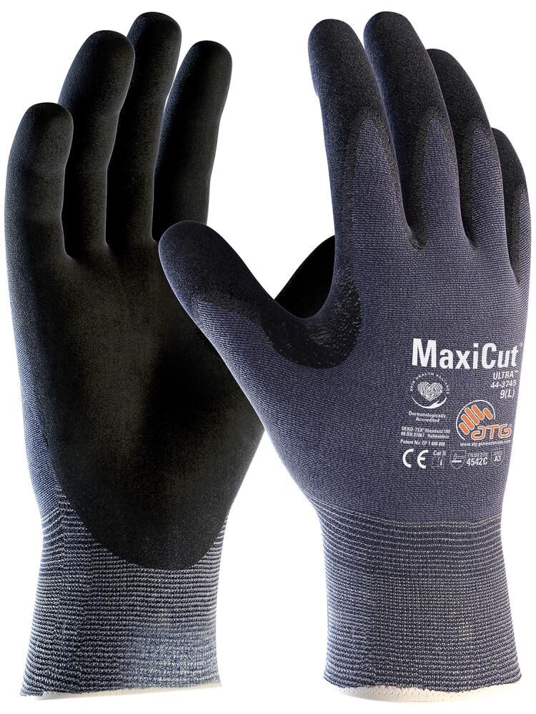 ATG Schnittschutz-Handsch. MaxiCut Ultra Gr. 10 Nitril blau/schwarz 44-3745