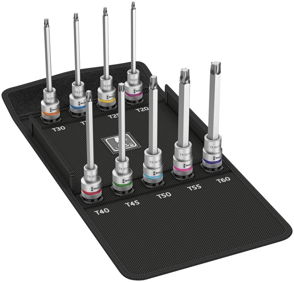 WERA Schraubendrehereinsatz Set 1/2" 9-teilig TX Haltefunktion lang