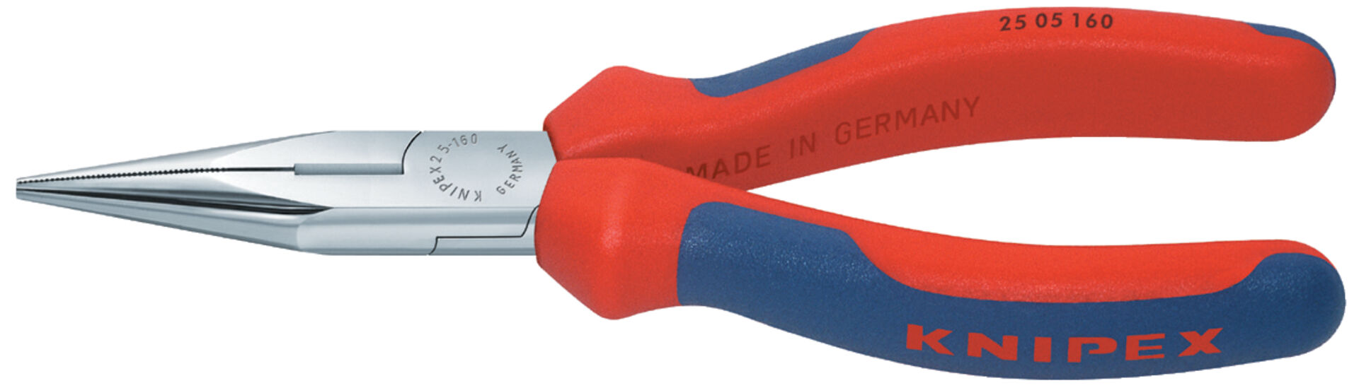 KNIPEX 25 05 160 Flachrundzange Schneide Mehrkohne-Hülle verchromt 160mm