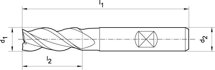 FORMAT Schaftfräser 16,00mm kurz Form B für Aluminium DIN844 HSSE