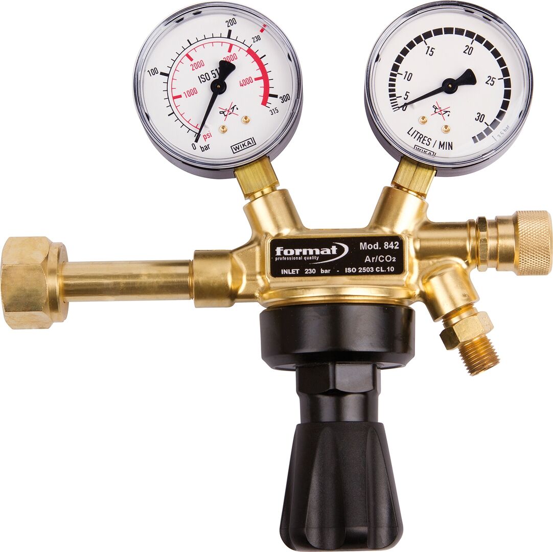 RHÖNA Flaschendruckminderer nach DIN EN ISO 2503 Ar/Co2/He 1/4",200 Bar 1-stufig