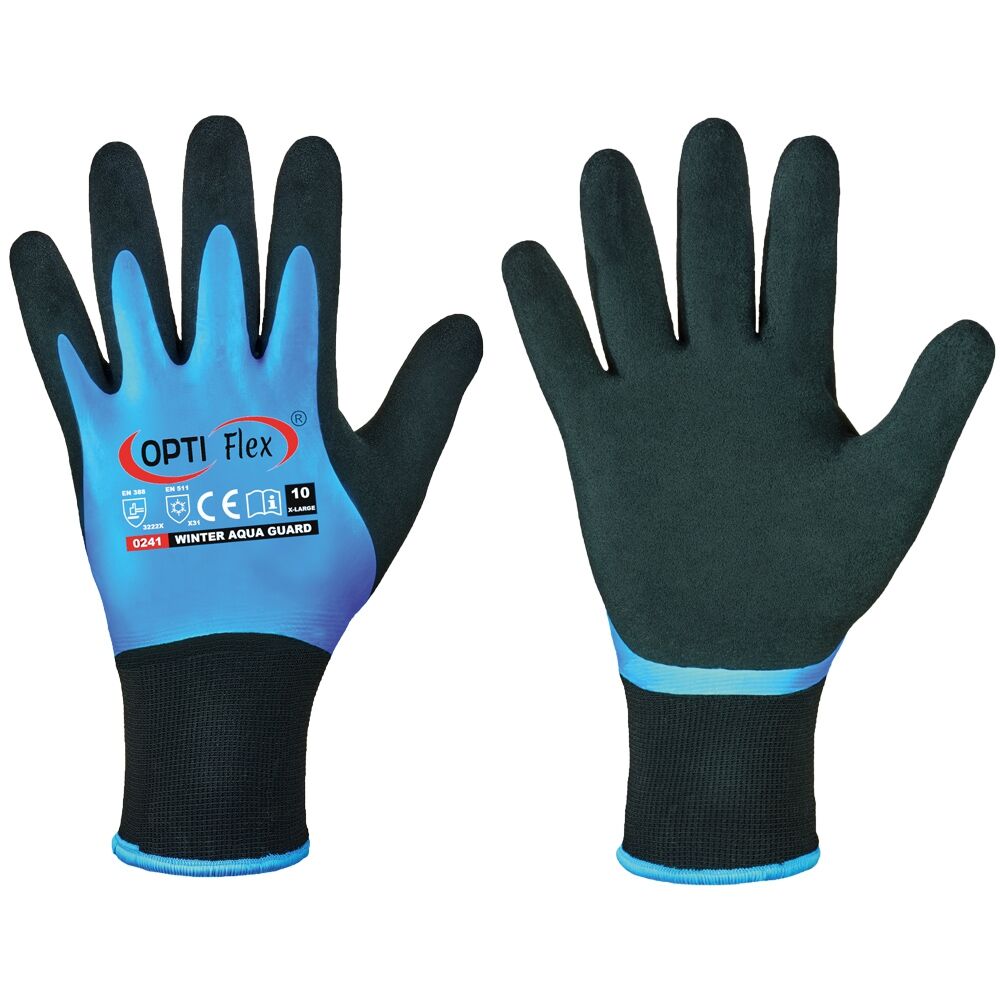 Strickhandschuhe OPTI Flex Gr. 10 Latex Winter-Aqua-Guard schwarz