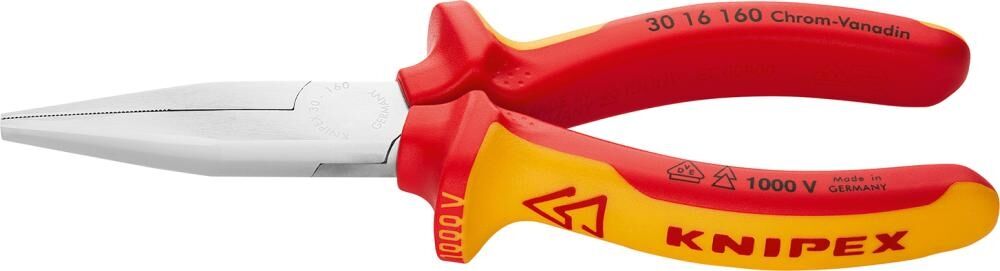 KNIPEX Langbeckzange 160mm Mehrkomponenten-Hülle isoliert verchromt VDE 30 16 160